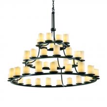 Justice Design Group CNDL-8714-10-AMBR-DBRZ - Dakota 45-Light 3-Tier Ring Chandelier