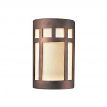 Justice Design Group CER-5345W-ANTC - Small ADA Prairie Window LED Wall Sconce - Open Top & Bottom (Outdoor)