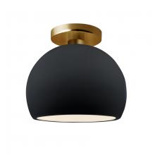 Justice Design Group CER-6350-BLK-BRSS-LED1-700 - Small Globe LED Semi-Flush