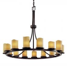 Justice Design Group CNDL-8715-14-AMBR-DBRZ - Dakota 15-Light 1-Tier Ring Chandelier