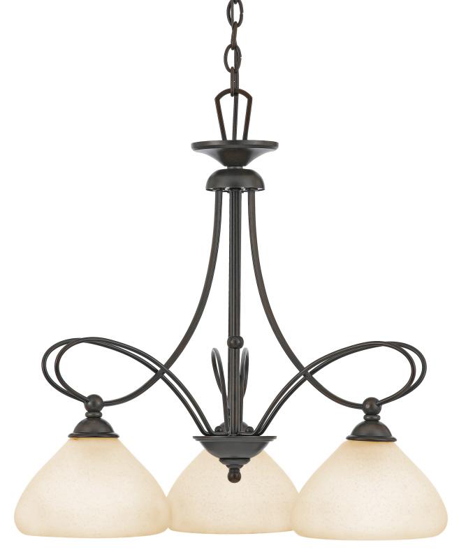 Three Light Teco Marrone Down Chandelier