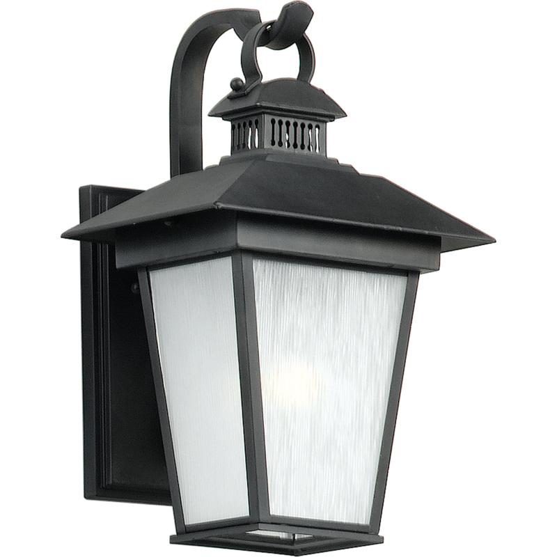 One Light Black Wall Lantern