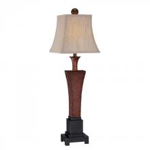 Quoizel CKSY6439DL - One Light Dark Cinnamon Leather Tan Square With Trim Shade Table Lamp