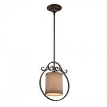 Quoizel CLS1512OZ - One Light Old Bronze Brown Fabric Shade Down Mini Pendant