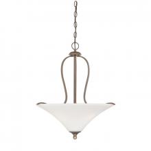 Quoizel SPH2821PN - Three Light Palladian Bronze Etched Painted White Inside Glass Up Pendant