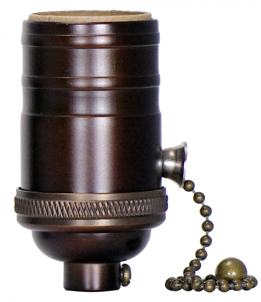 On-Off Pull Chain Socket; 1/8 IPS; 4 Piece Stamped Solid Brass; Dark Antique Brass Finish; 660W;