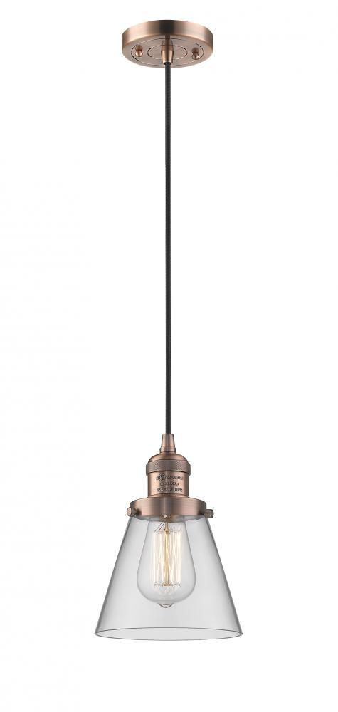 Cone - 1 Light - 6 inch - Antique Copper - Cord hung - Mini Pendant