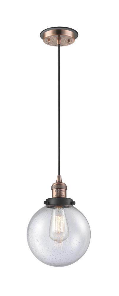 Beacon - 1 Light - 8 inch - Antique Copper - Cord hung - Mini Pendant