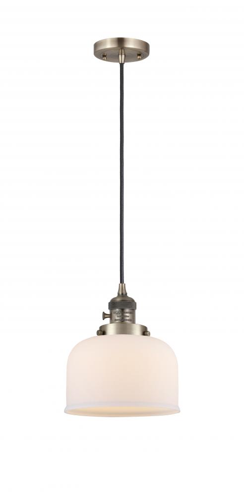 Bell - 1 Light - 8 inch - Antique Brass - Cord hung - Mini Pendant