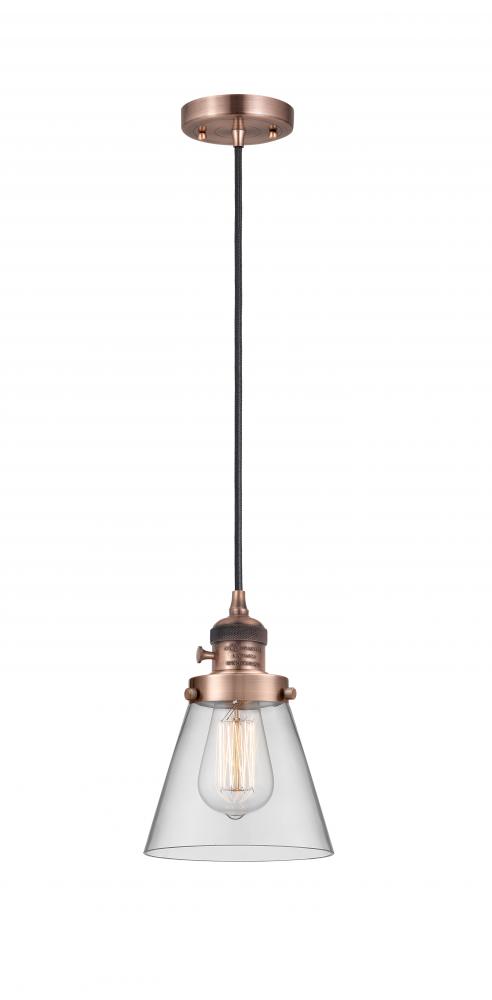 Cone - 1 Light - 6 inch - Antique Copper - Cord hung - Mini Pendant