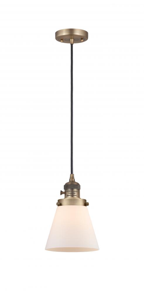 Cone - 1 Light - 6 inch - Brushed Brass - Cord hung - Mini Pendant