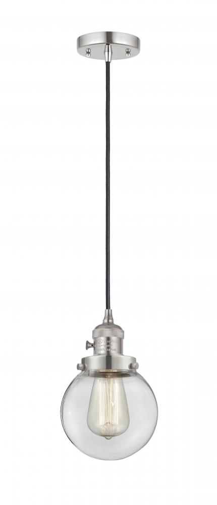 Beacon - 1 Light - 6 inch - Polished Nickel - Cord hung - Mini Pendant