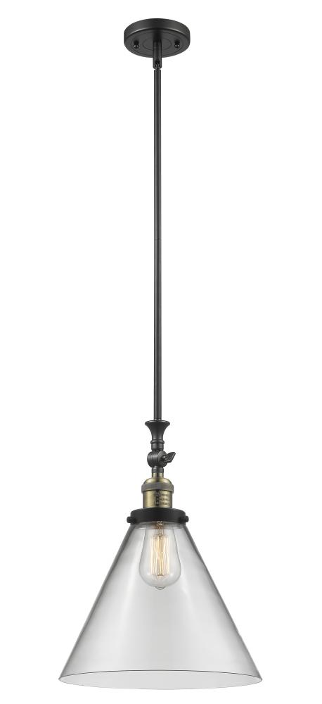 Cone - 1 Light - 12 inch - Black Antique Brass - Stem Hung - Mini Pendant