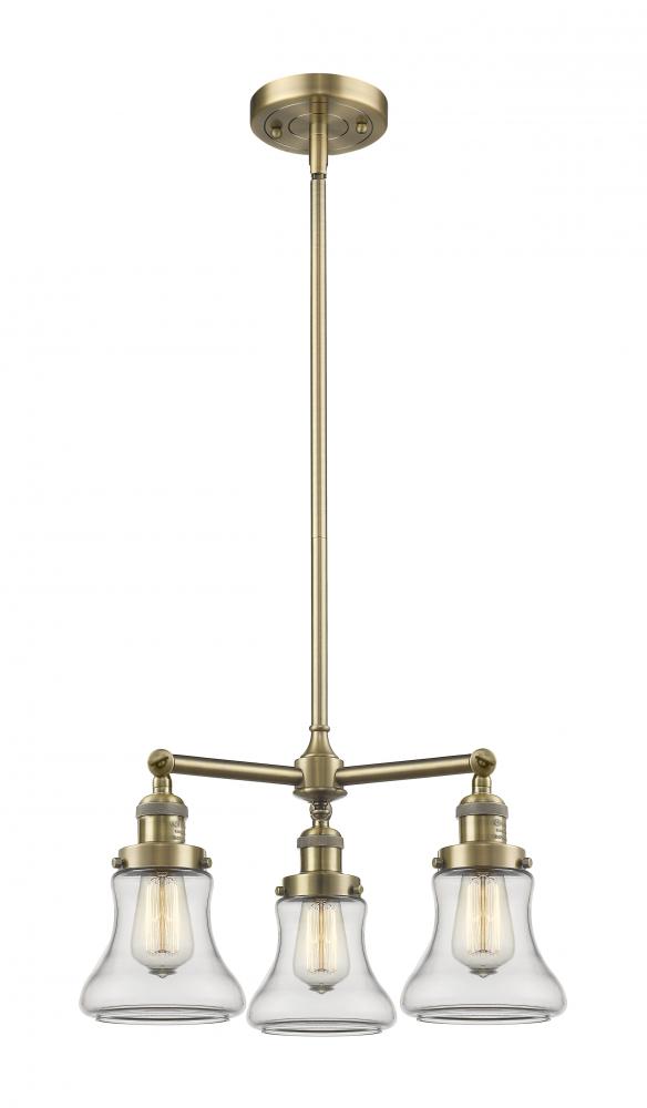 Bellmont - 3 Light - 18 inch - Antique Brass - Stem Hung - Chandelier