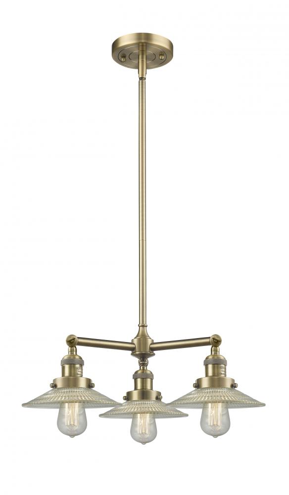 Halophane - 3 Light - 22 inch - Antique Brass - Stem Hung - Chandelier