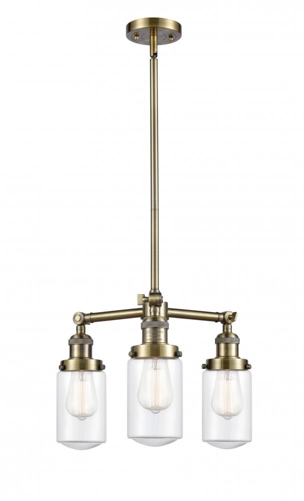 Dover - 3 Light - 17 inch - Antique Brass - Stem Hung - Chandelier