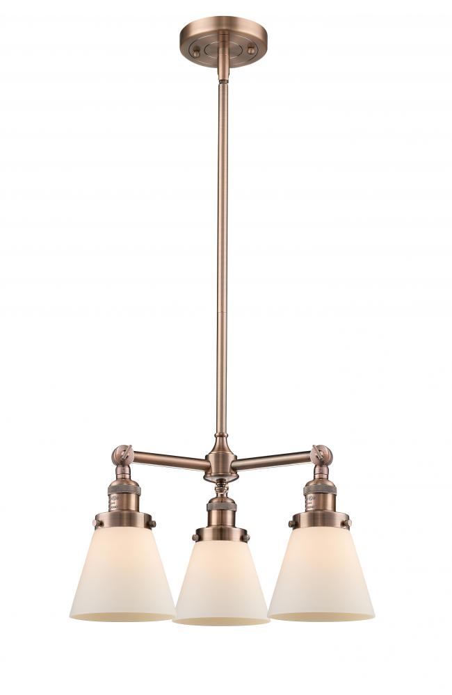 Cone - 3 Light - 19 inch - Antique Copper - Stem Hung - Chandelier