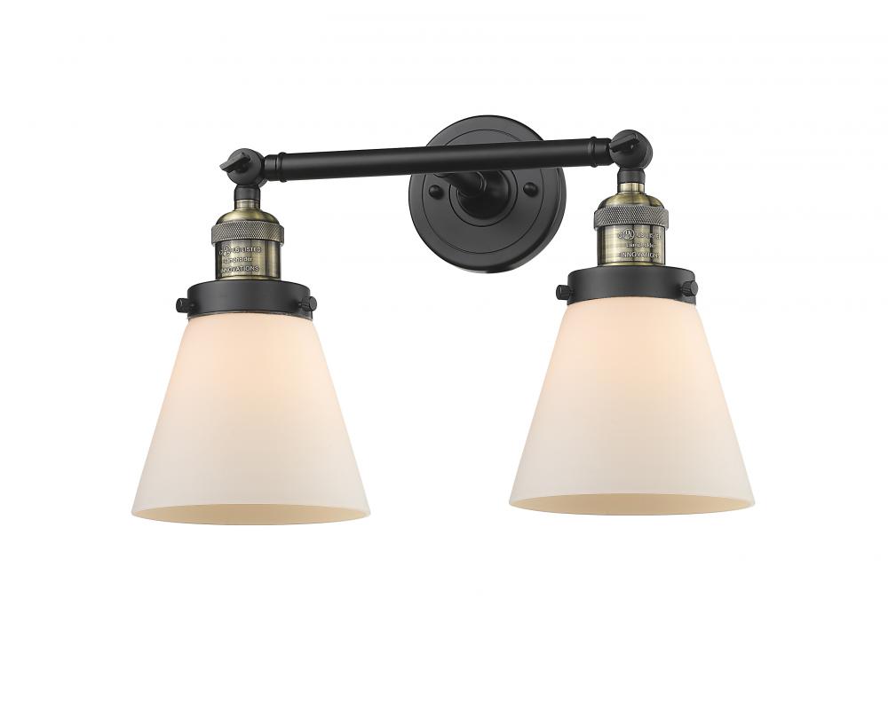 Cone - 2 Light - 16 inch - Black Antique Brass - Adjustable Bath Vanity Light