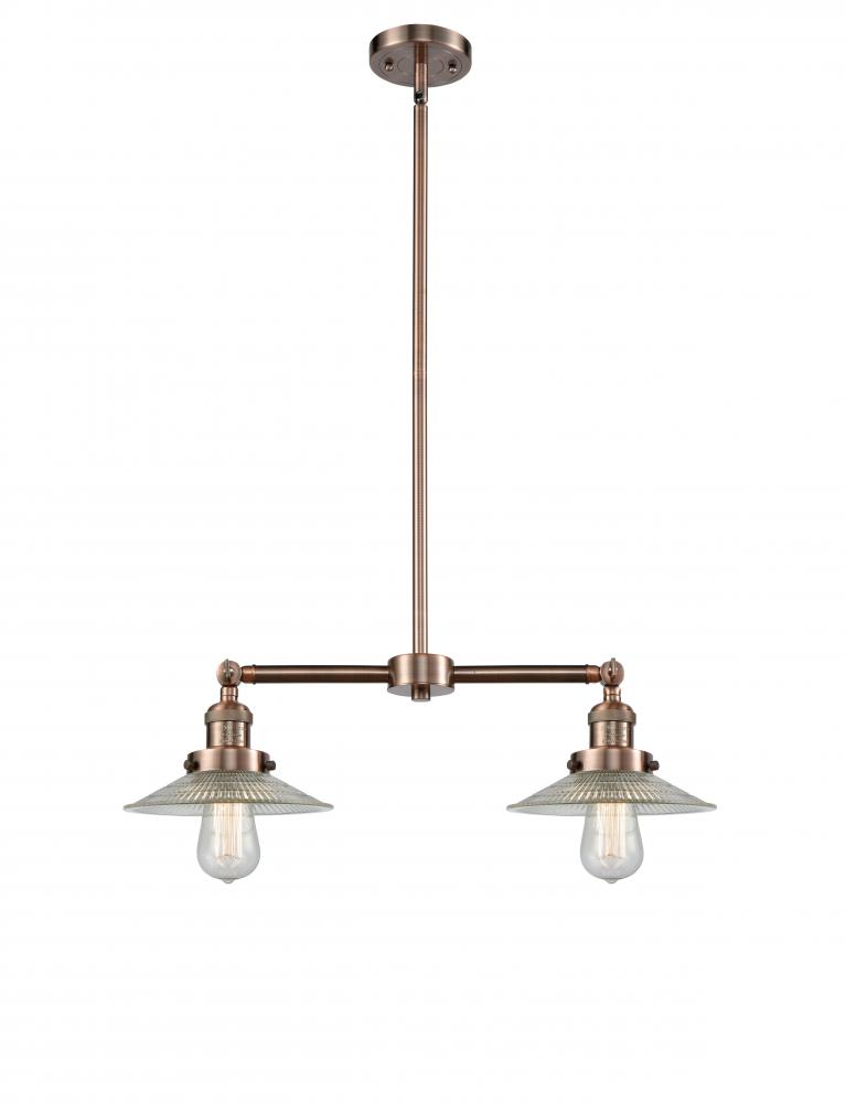 Halophane - 2 Light - 21 inch - Antique Copper - Stem Hung - Island Light