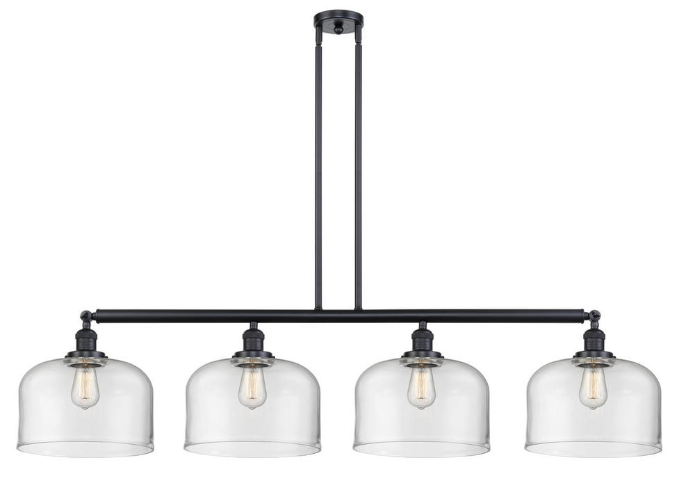 Bell - 4 Light - 54 inch - Matte Black - Stem Hung - Island Light