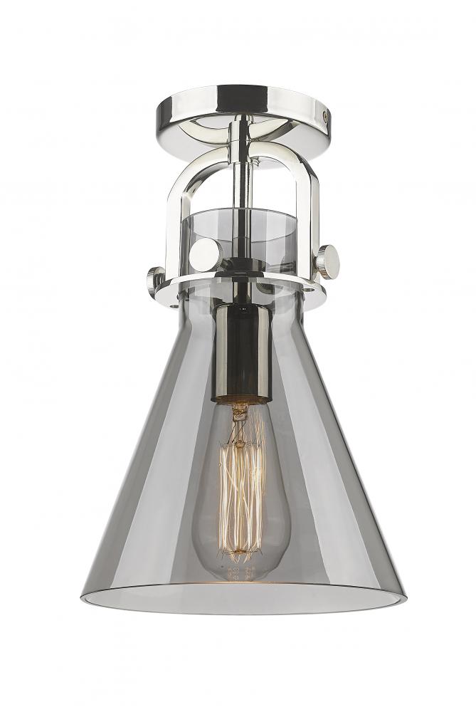 Newton Cone - 1 Light - 8 inch - Polished Nickel - Flush Mount