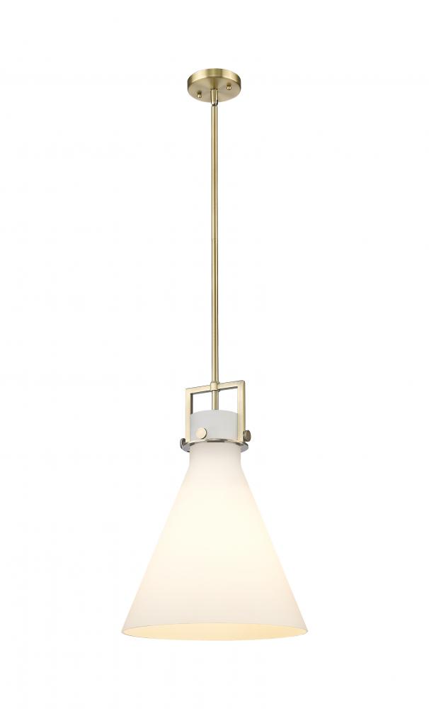 Newton Cone - 1 Light - 14 inch - Brushed Brass - Cord hung - Pendant