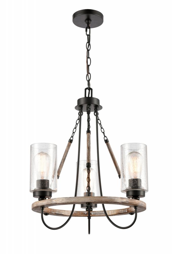 Paladin - 3 Light - 19 inch - Matte Black - Chain Hung - Mini Chandelier