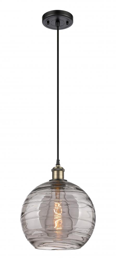 Athens Deco Swirl - 1 Light - 10 inch - Black Antique Brass - Cord hung - Mini Pendant