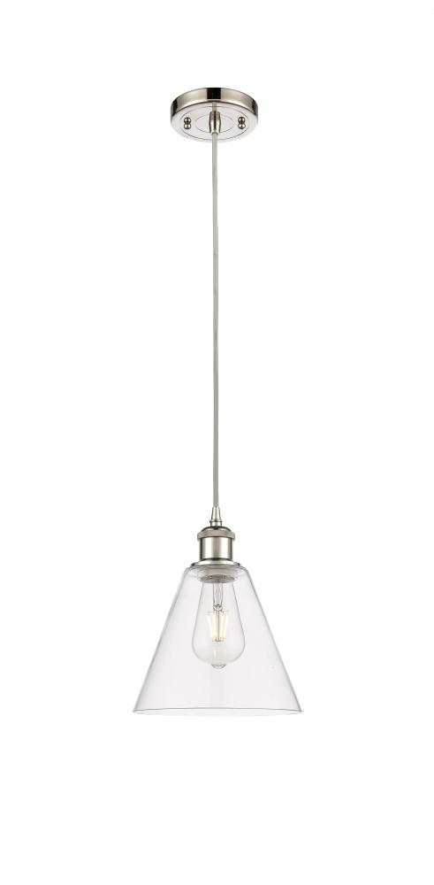 Berkshire - 1 Light - 8 inch - Polished Nickel - Cord hung - Mini Pendant