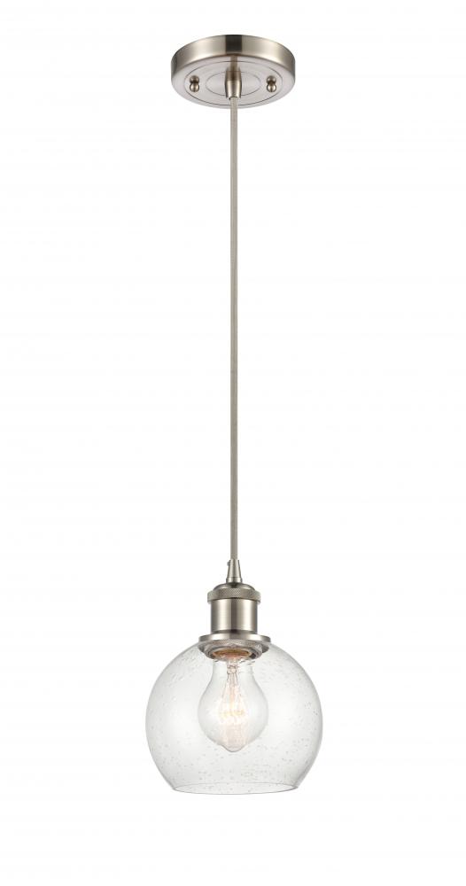 Athens - 1 Light - 6 inch - Brushed Satin Nickel - Cord hung - Mini Pendant