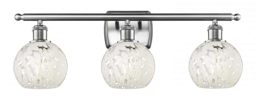 White Mouchette - 3 Light - 26 inch - Brushed Satin Nickel - Bath Vanity Light