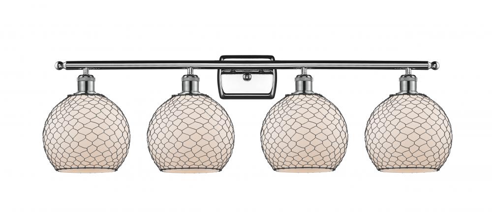 Farmhouse Chicken Wire - 4 Light - 38 inch - Polished Chrome - Bath Vanity Light