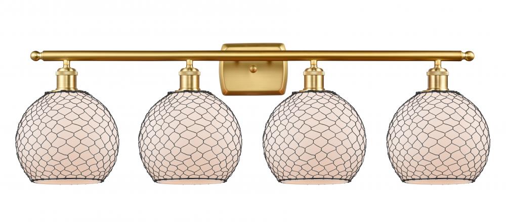 Farmhouse Chicken Wire - 4 Light - 38 inch - Satin Gold - Bath Vanity Light