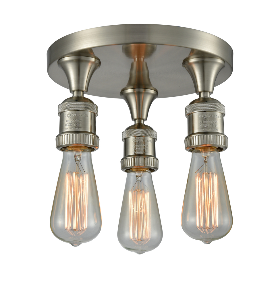 Bare Bulb 3 Light Flush Mount