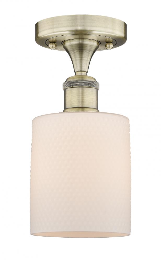 Cobbleskill - 1 Light - 5 inch - Antique Brass - Semi-Flush Mount