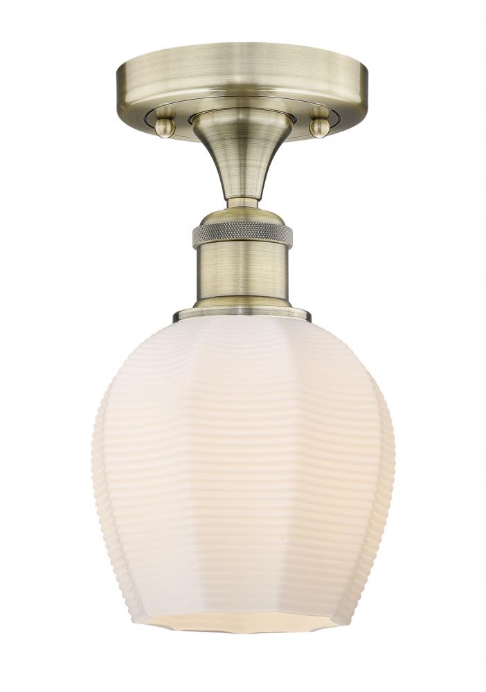 Norfolk - 1 Light - 6 inch - Antique Brass - Semi-Flush Mount