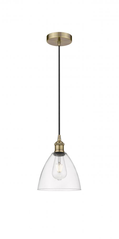 Bristol - 1 Light - 8 inch - Antique Brass - Cord hung - Mini Pendant