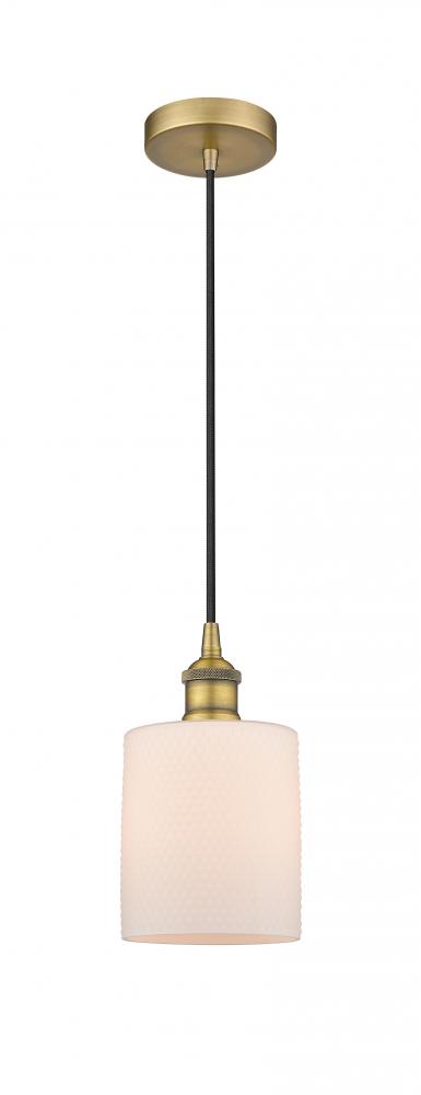 Cobbleskill - 1 Light - 5 inch - Brushed Brass - Cord hung - Mini Pendant