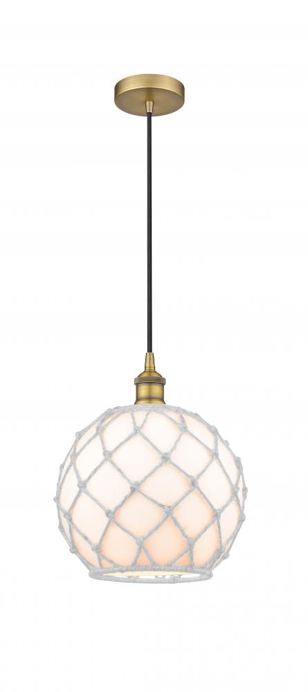 Farmhouse Rope - 1 Light - 10 inch - Brushed Brass - Cord hung - Mini Pendant