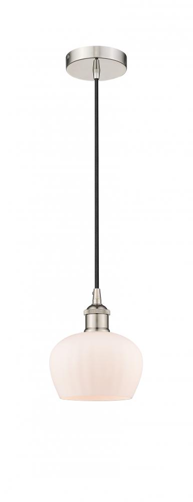 Fenton - 1 Light - 7 inch - Polished Nickel - Cord hung - Mini Pendant