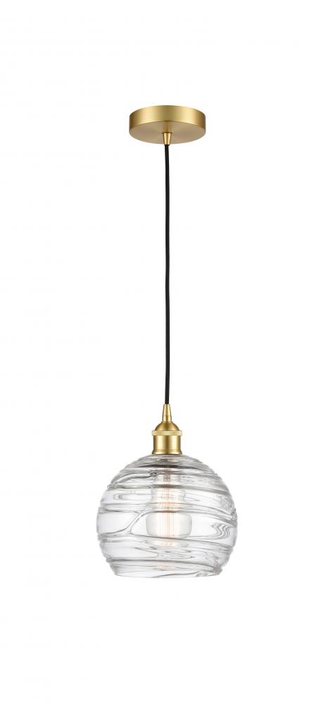 Athens Deco Swirl - 1 Light - 8 inch - Satin Gold - Cord hung - Mini Pendant