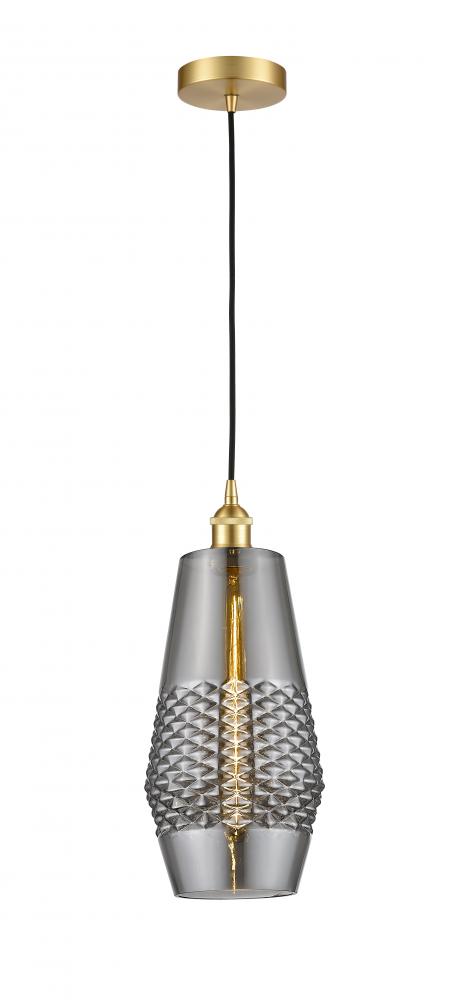 Windham - 1 Light - 7 inch - Satin Gold - Cord hung - Mini Pendant