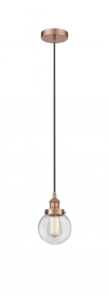 Beacon - 1 Light - 6 inch - Antique Copper - Cord hung - Mini Pendant