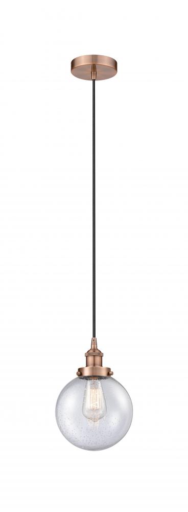 Beacon - 1 Light - 8 inch - Antique Copper - Cord hung - Mini Pendant