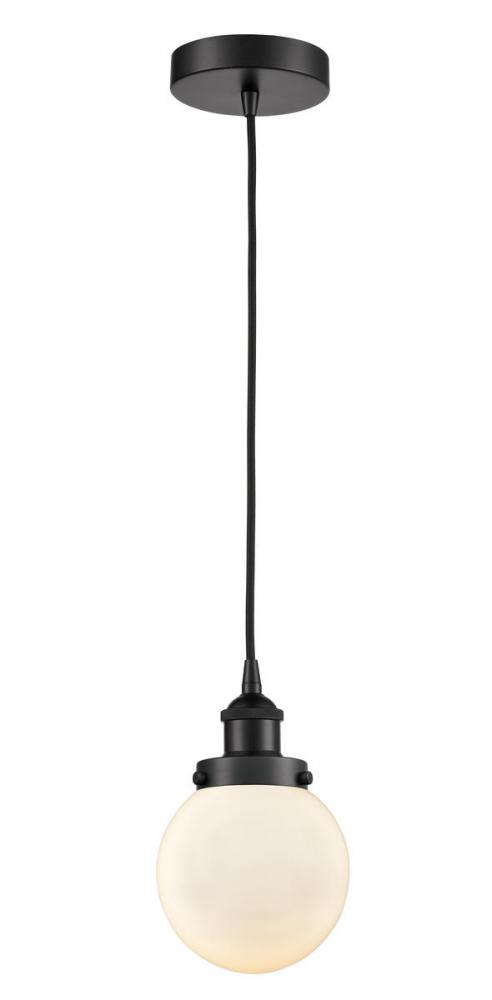 Beacon - 1 Light - 6 inch - Matte Black - Cord hung - Mini Pendant