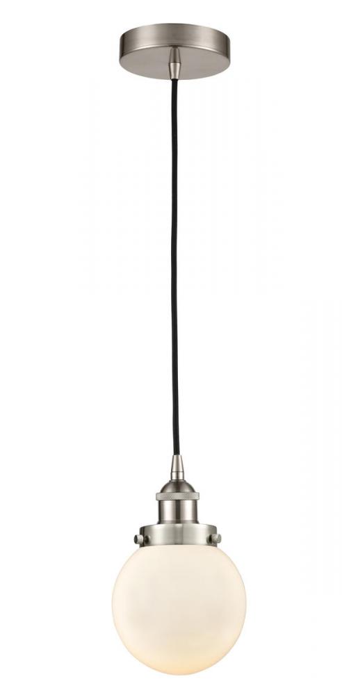 Beacon - 1 Light - 6 inch - Brushed Satin Nickel - Cord hung - Mini Pendant