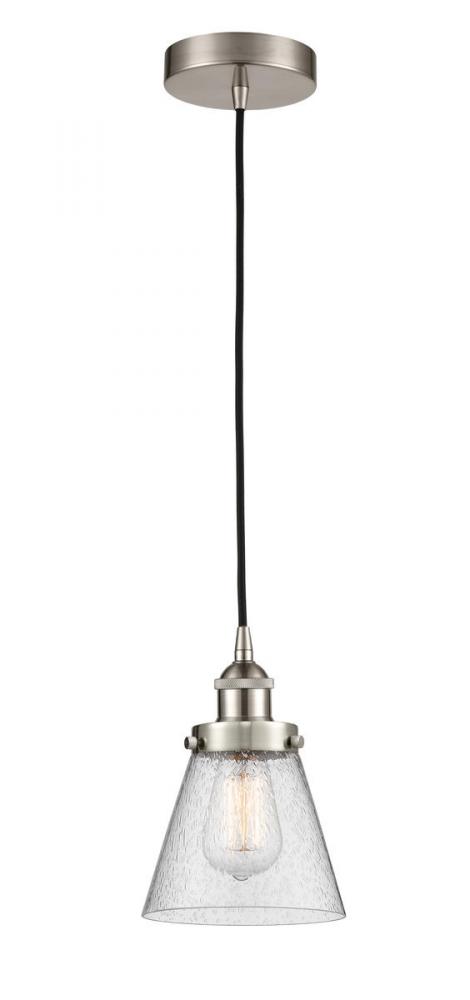 Cone - 1 Light - 6 inch - Brushed Satin Nickel - Cord hung - Mini Pendant