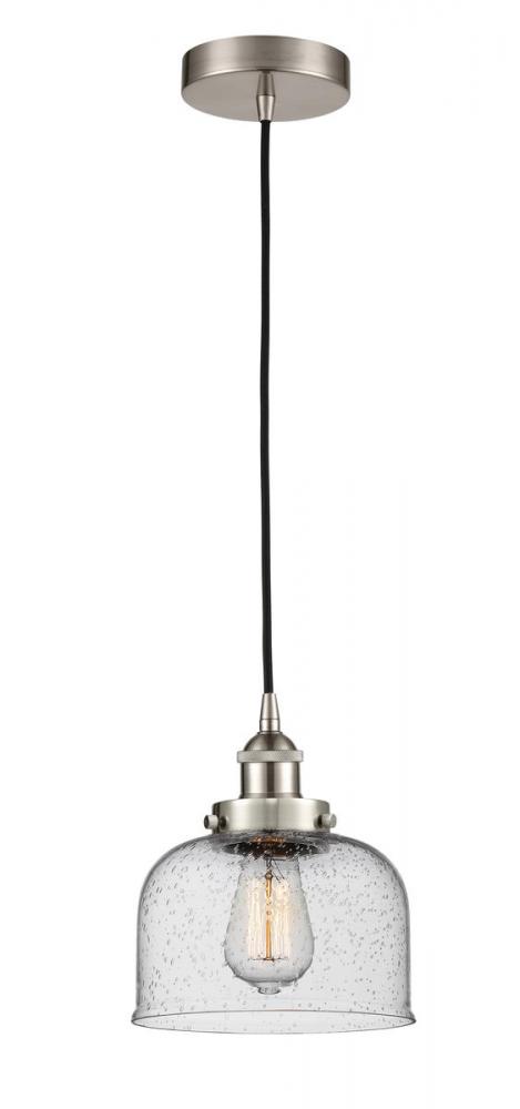 Bell - 1 Light - 8 inch - Brushed Satin Nickel - Cord hung - Mini Pendant