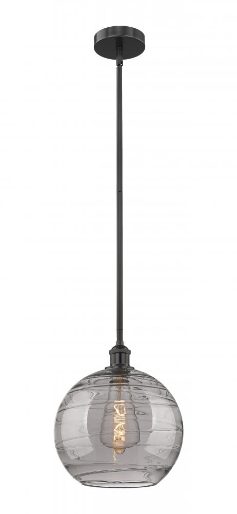 Athens Deco Swirl - 1 Light - 12 inch - Matte Black - Cord hung - Mini Pendant