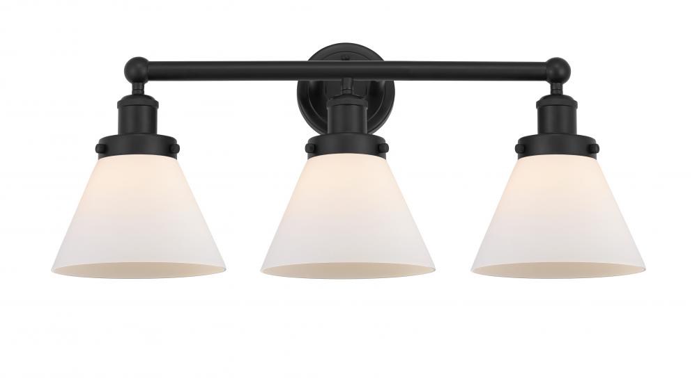 Cone - 3 Light - 26 inch - Matte Black - Bath Vanity Light